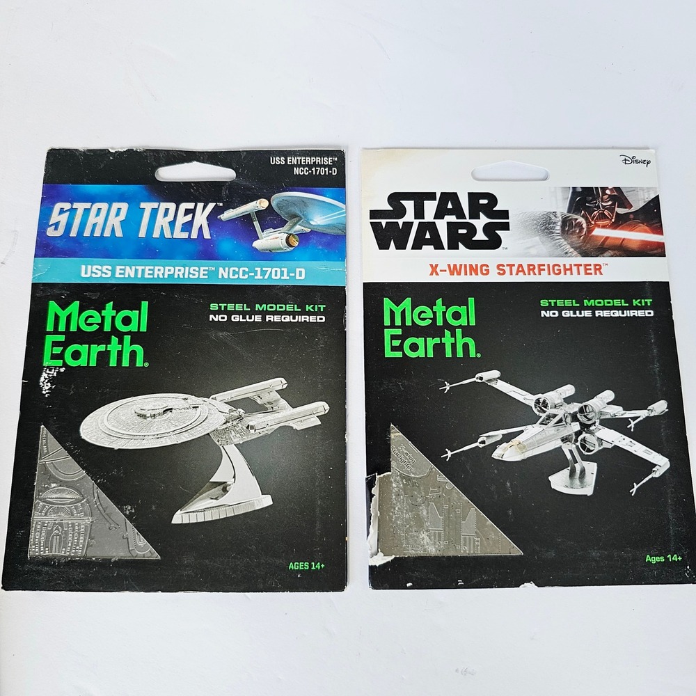 Metal Earth Star Trek Star Wars Steel Model Kit Enterprise X-Wing DIY Kit Lot 2